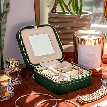Plush Velvet Travel Jewelry Box AYW Luxury #