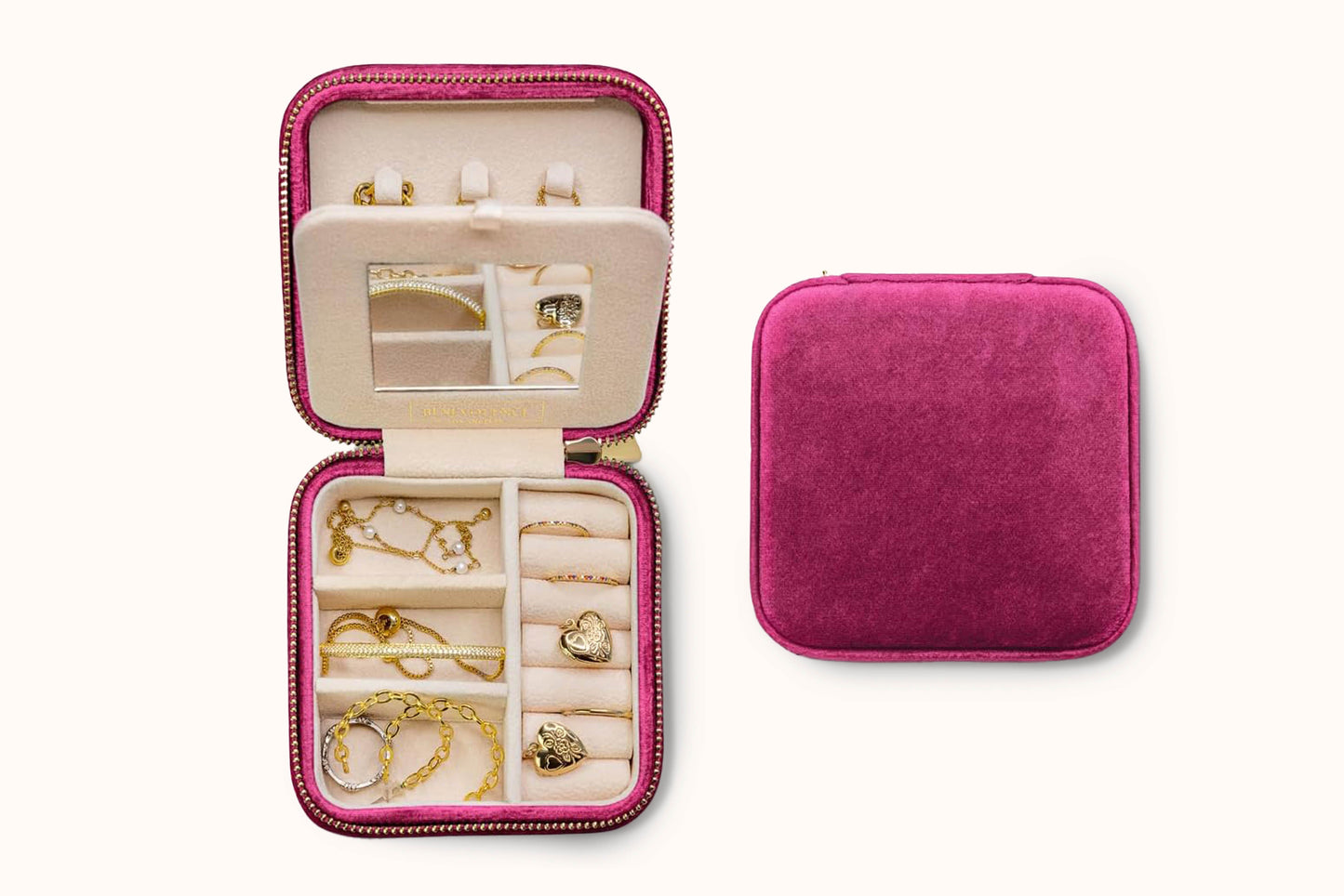 Plush Velvet Travel Jewelry Box AYW Luxury #