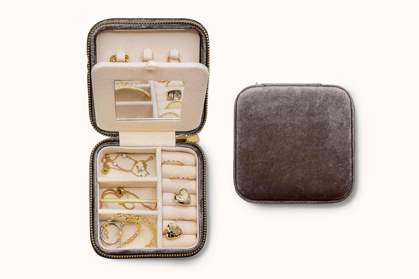Plush Velvet Travel Jewelry Box AYW Luxury #