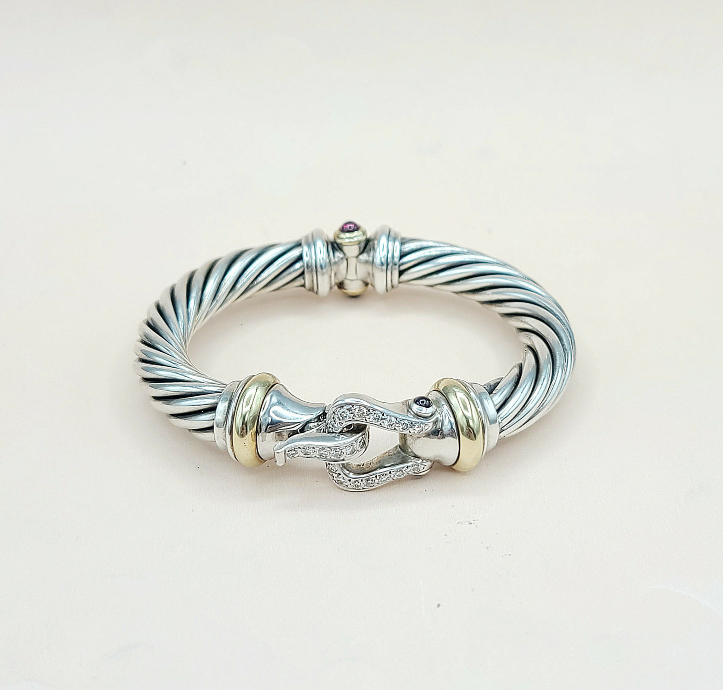 David Yurman Cable Buckle Diamond Gold Bracelet | Certified Pre-Owned AYW Luxury #