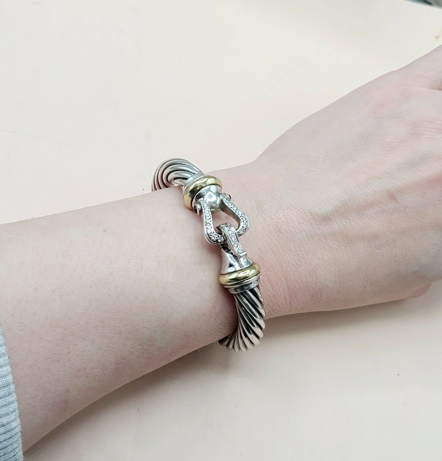 David Yurman Cable Buckle Diamond Gold Bracelet | Certified Pre-Owned AYW Luxury #