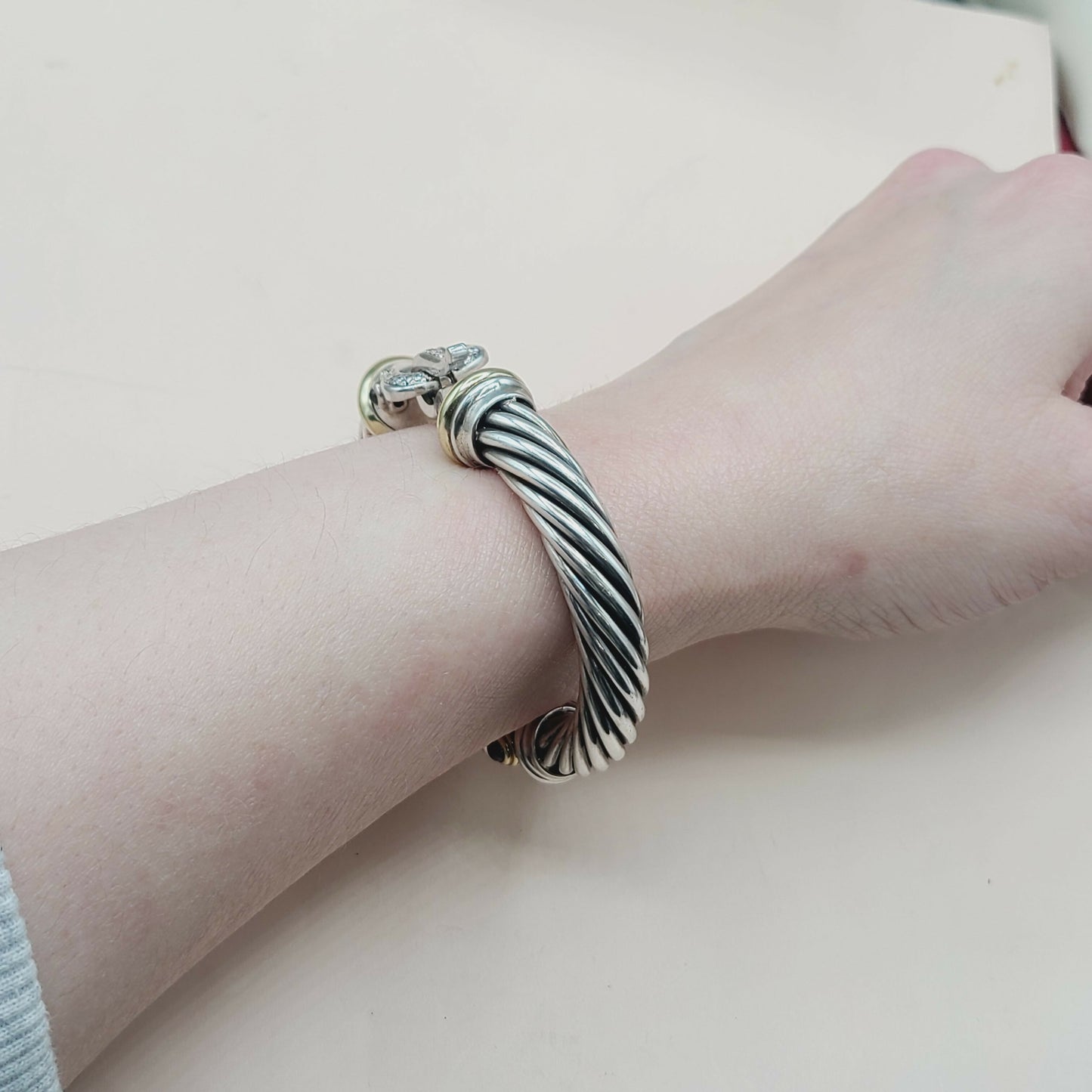 David Yurman Cable Buckle Diamond Gold Bracelet | Certified Pre-Owned AYW Luxury #