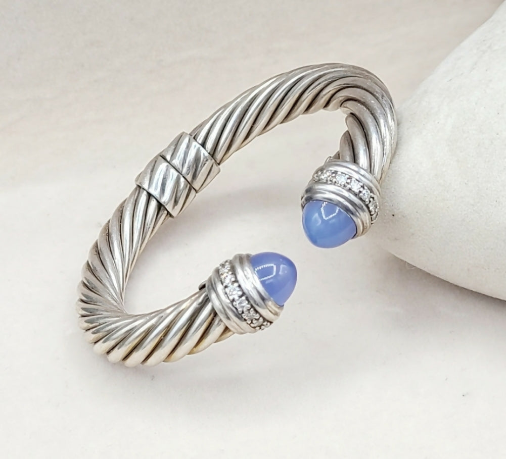 David Yurman 10mm Lavender Chalcedony Diamond Bracelet