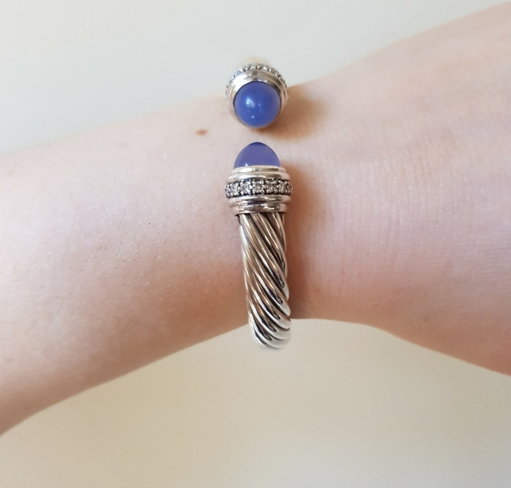 David Yurman 10mm Lavender Chalcedony Diamond Bracelet