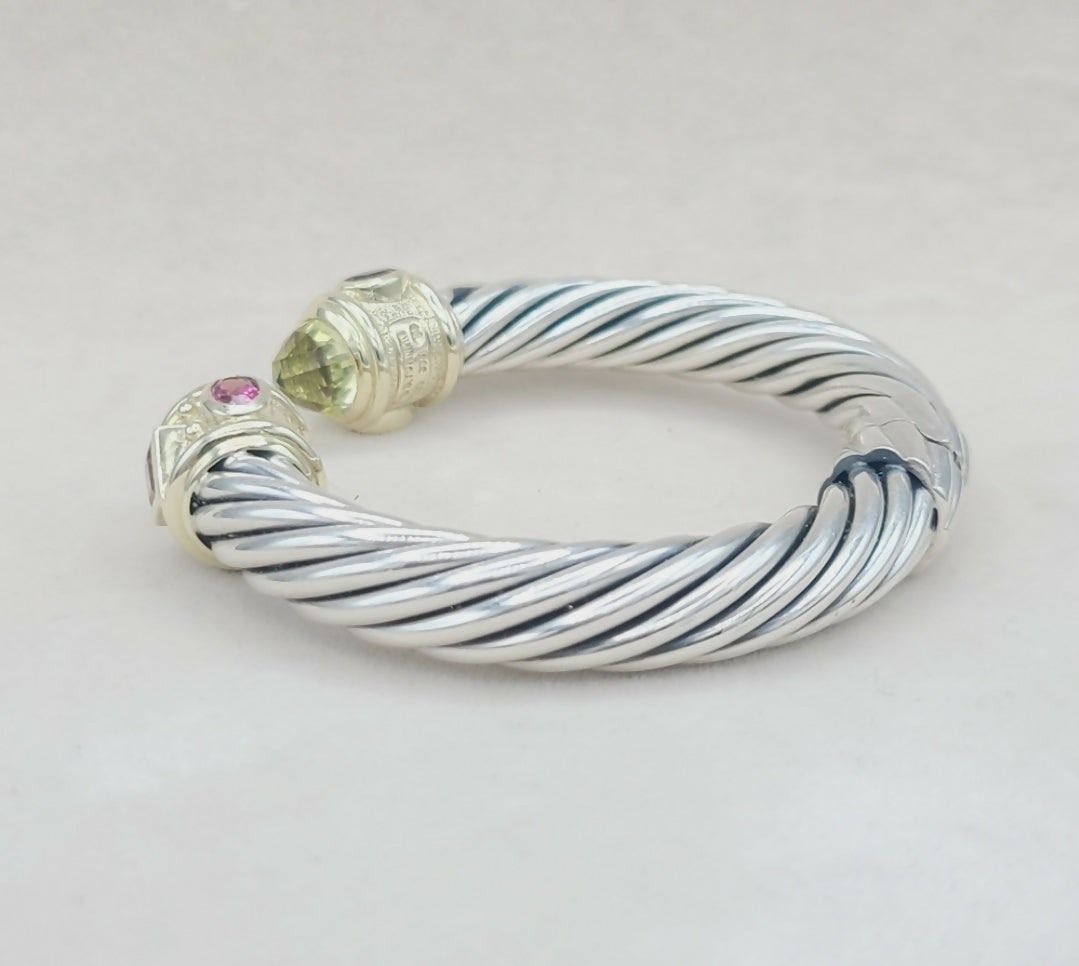 David Yurman 10mm Renaissance Bracelet With Lemon Citrine, Rhodolite Garnet and Pink Tourmaline