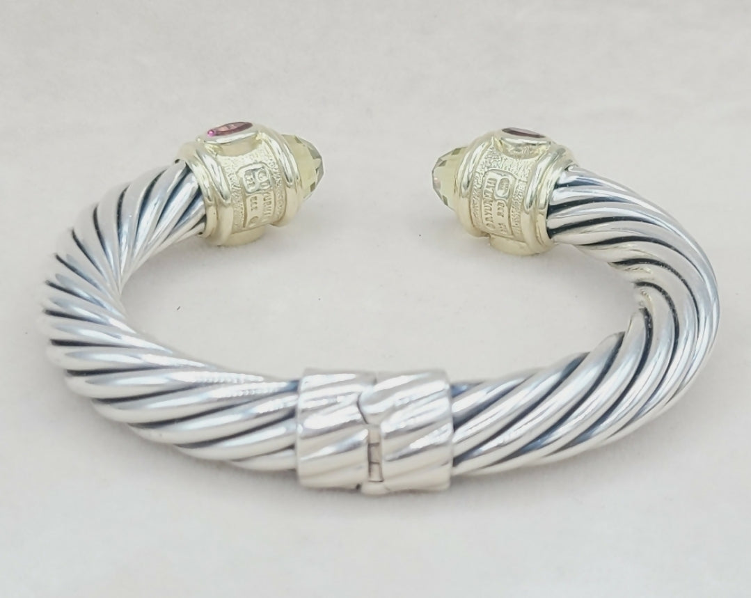 David Yurman 10mm Renaissance Bracelet With Lemon Citrine, Rhodolite Garnet and Pink Tourmaline