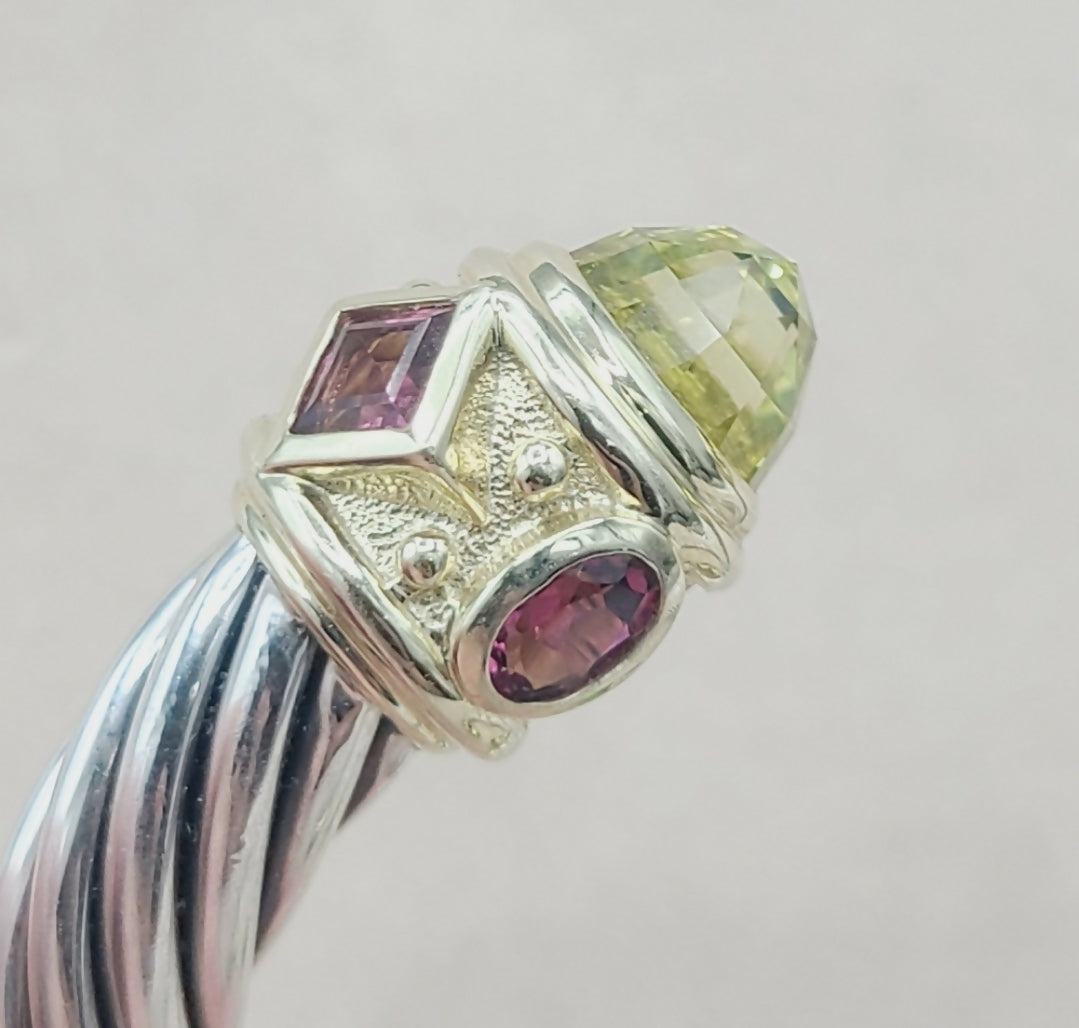 David Yurman 10mm Renaissance Bracelet With Lemon Citrine, Rhodolite Garnet and Pink Tourmaline