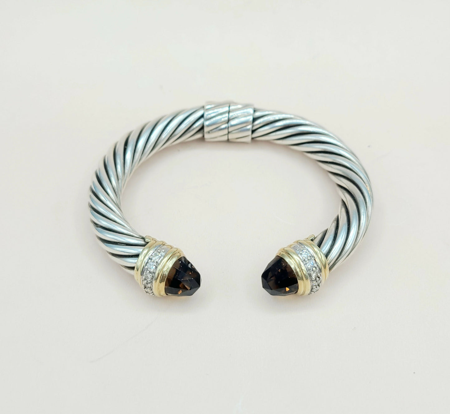 David Yurman 10mm Smoky Quartz Diamond Bracelet With Gold