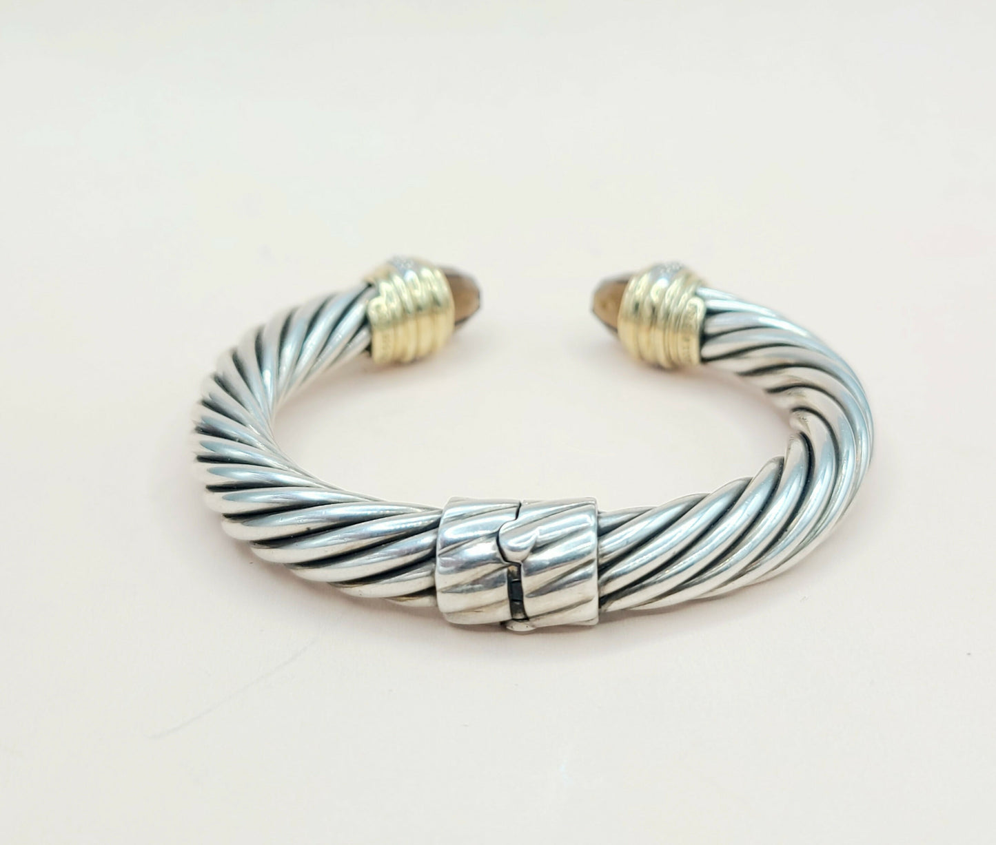 David Yurman 10mm Smoky Quartz Diamond Bracelet With Gold