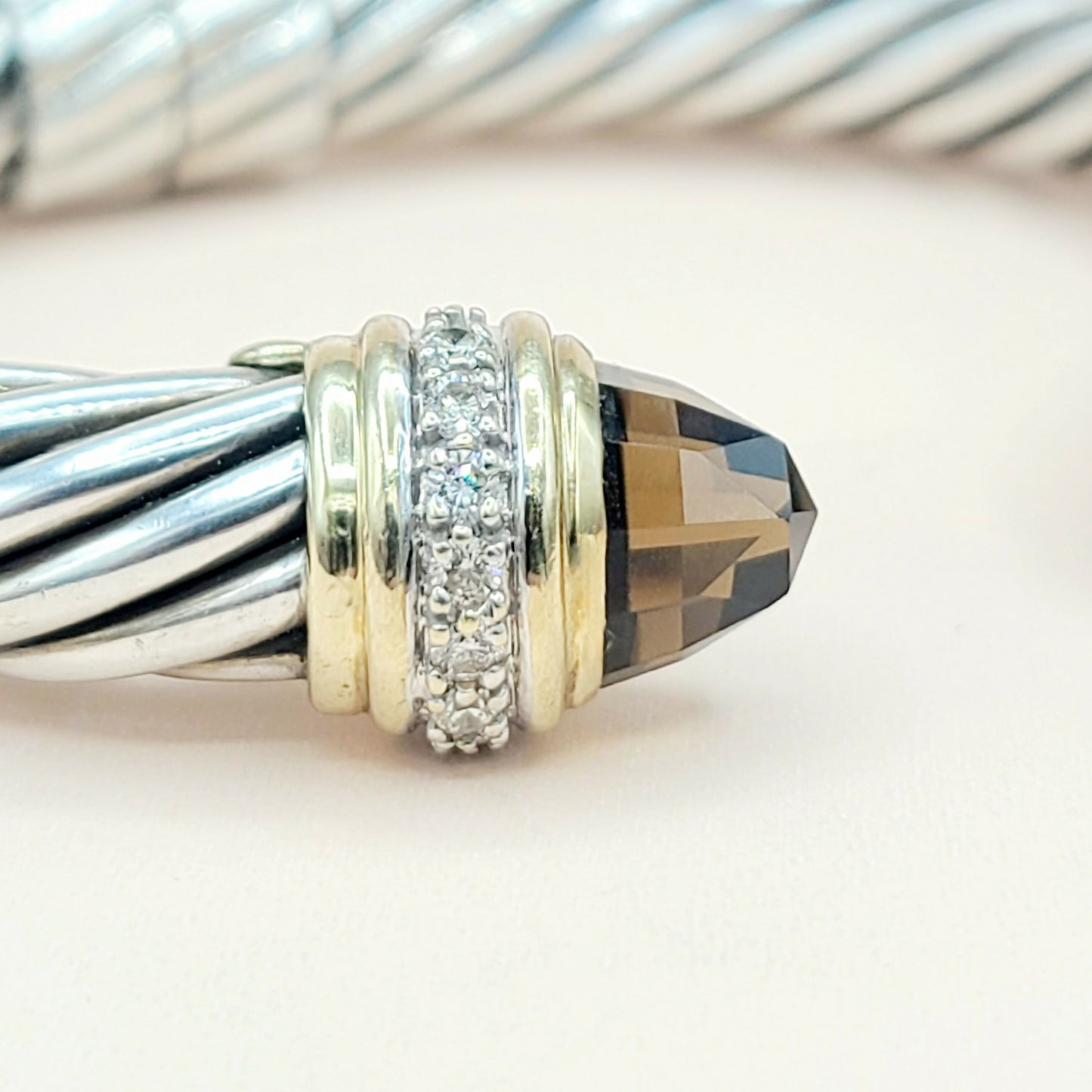 David Yurman 10mm Smoky Quartz Diamond Bracelet With Gold