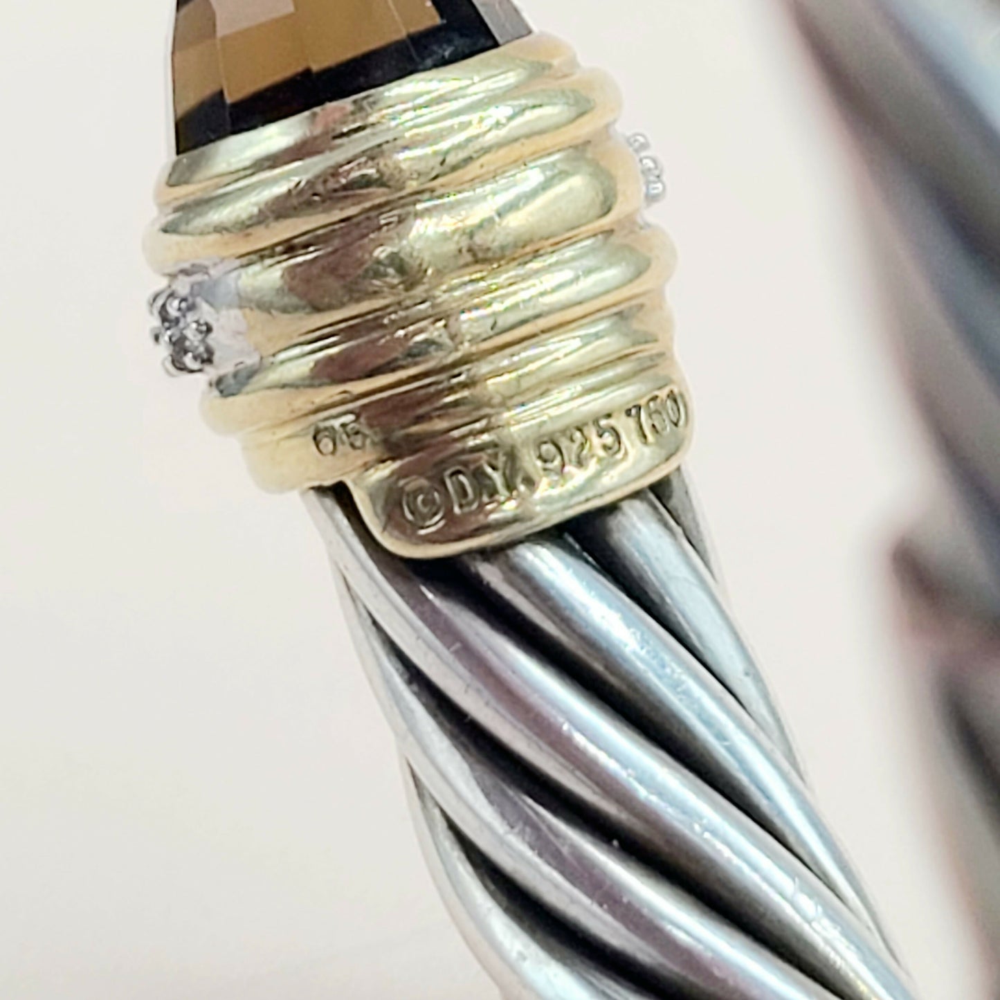 David Yurman 10mm Smoky Quartz Diamond Bracelet With Gold