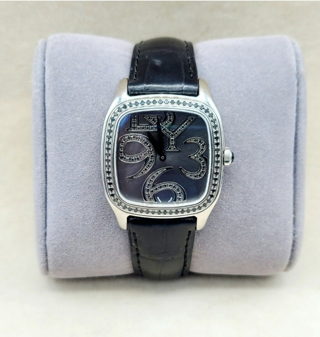 David Yurman 32mm Thoroughbred Quartz Watch With Black Diamonds AYW Luxury #