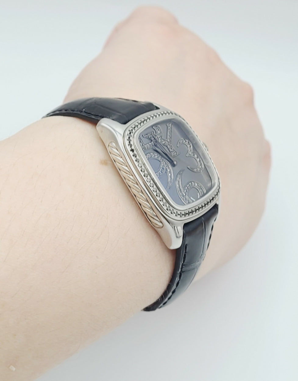 David Yurman 32mm Thoroughbred Quartz Watch With Black Diamonds AYW Luxury #