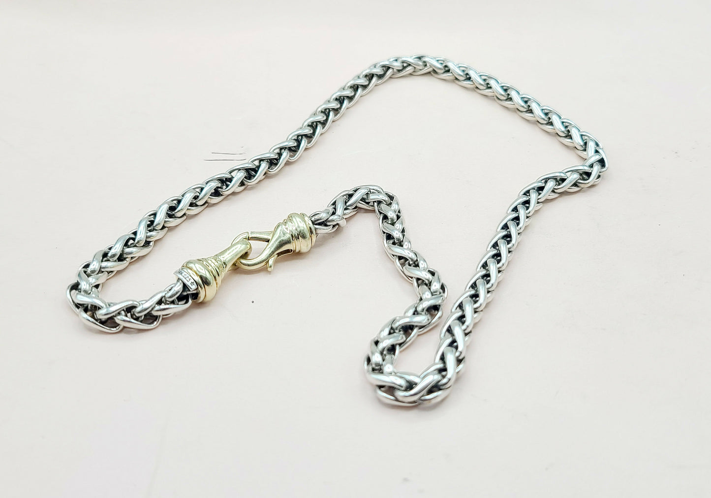 David Yurman 6mm Wheat Chain Gold Buckle Necklace , 18"