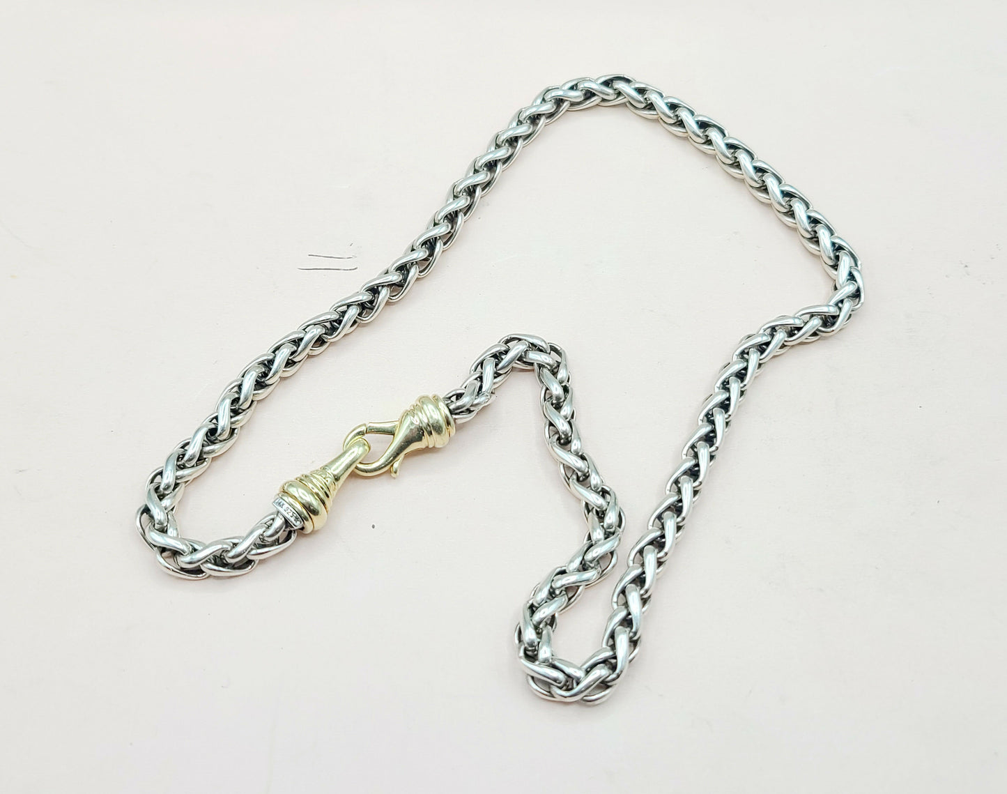 David Yurman 6mm Wheat Chain Gold Buckle Necklace , 18"