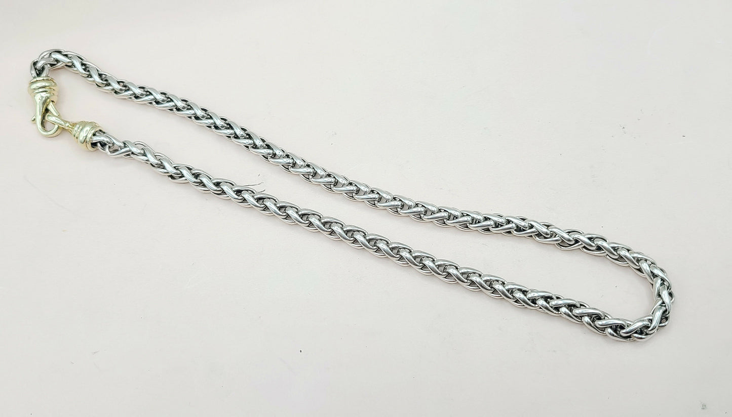 David Yurman 6mm Wheat Chain Gold Buckle Necklace , 18"