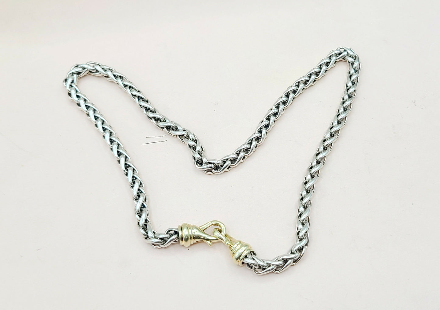 David Yurman 6mm Wheat Chain Gold Buckle Necklace , 18"