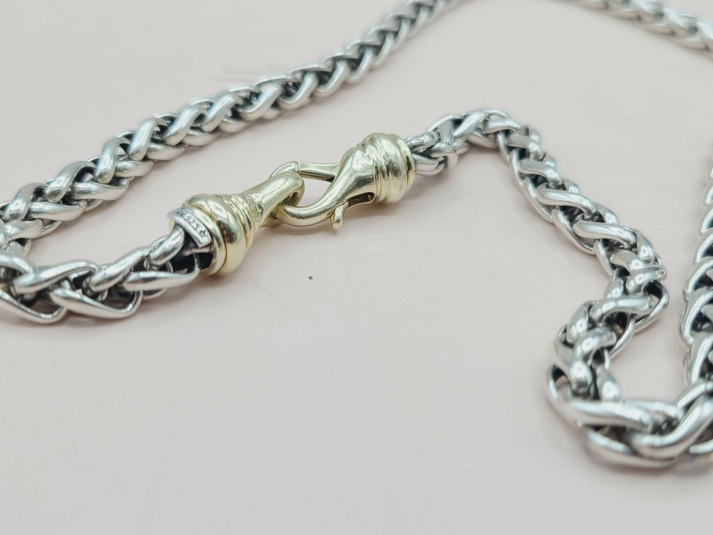 David Yurman 6mm Wheat Chain Gold Buckle Necklace , 18"
