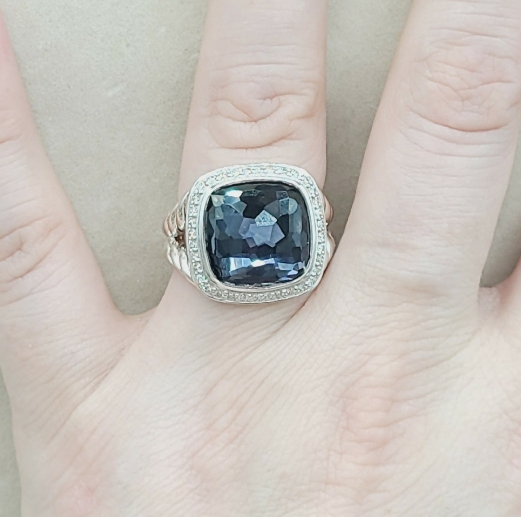 David Yurman Albion 14mm Black Orchid Diamond Ring AYW Luxury #