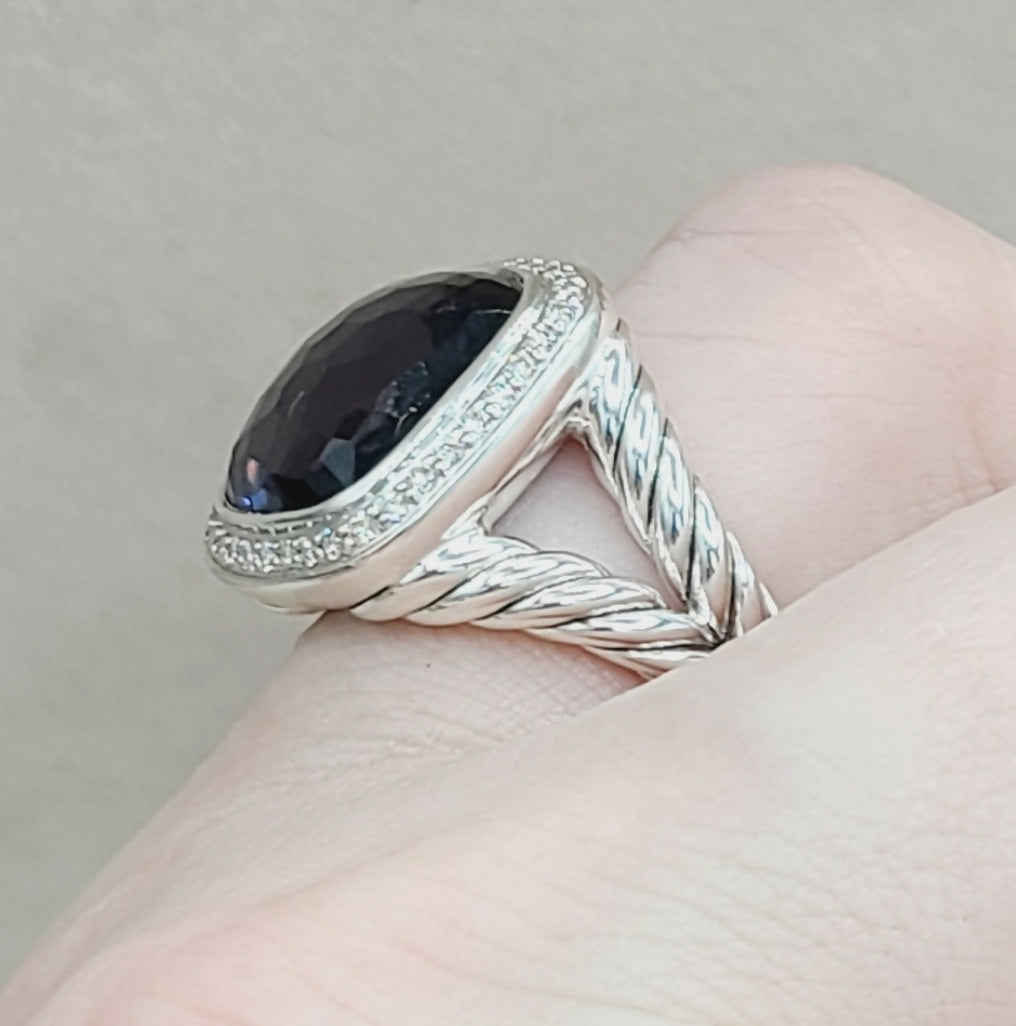 David Yurman Albion 14mm Black Orchid Diamond Ring AYW Luxury #