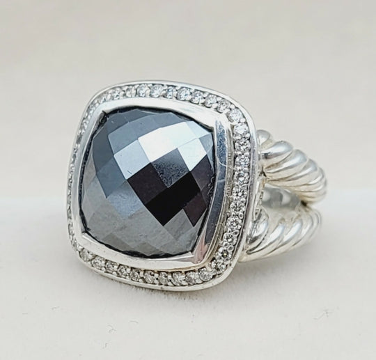 David Yurman Albion 14mm Hematite Diamond Ring