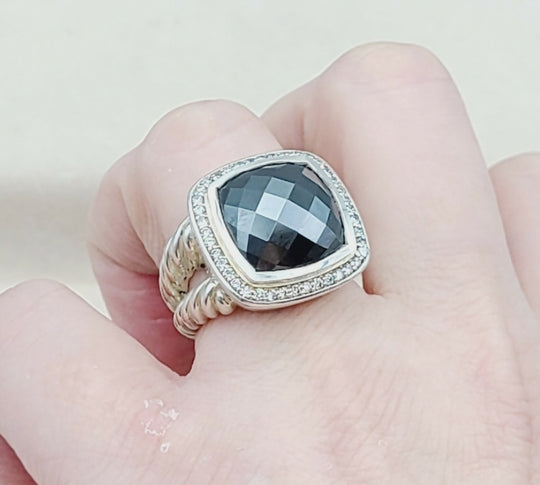 David Yurman Albion 14mm Hematite Diamond Ring