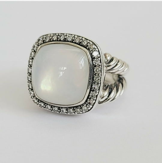 David Yurman Albion 14mm Moonstone & Diamond Ring
