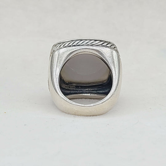 David Yurman Albion 20mm White Agate & Diamond Ring-