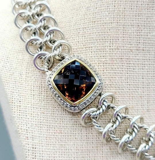 David Yurman Albion Chainmail Necklace – Smoky Quartz