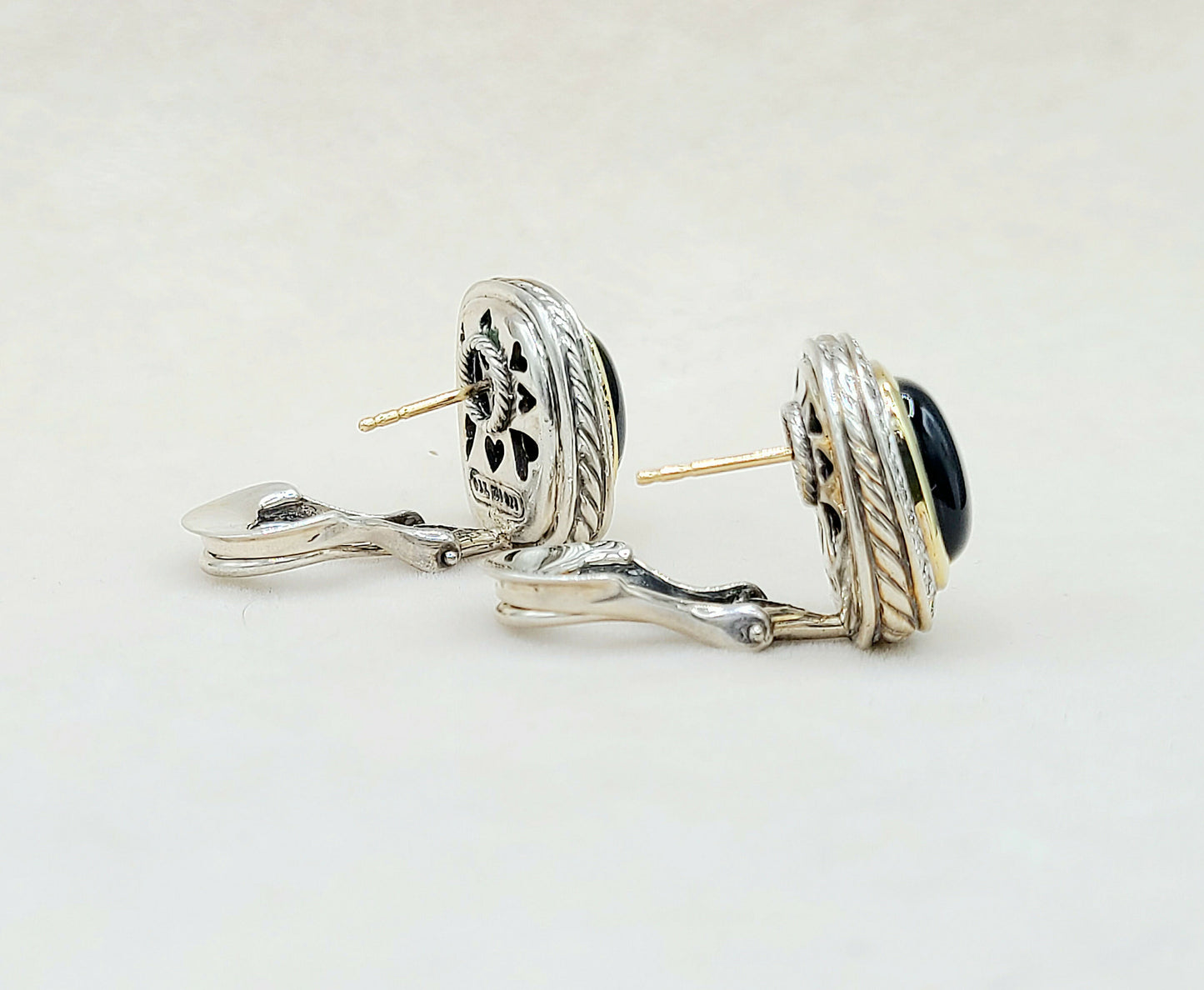 David Yurman Albion Earrings Black Onyx, Diamonds & Gold AYW Luxury