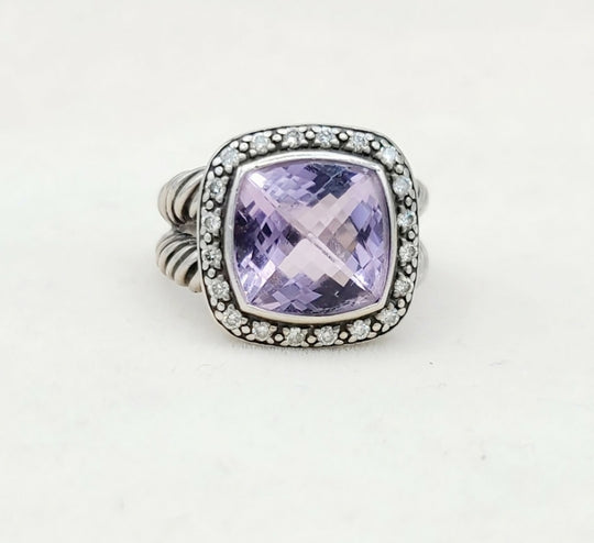 David Yurman Albion Moonlight Ice 11mm Lavender Amethyst Diamond Ring