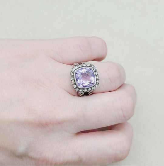 David Yurman Albion Moonlight Ice 11mm Lavender Amethyst Diamond Ring
