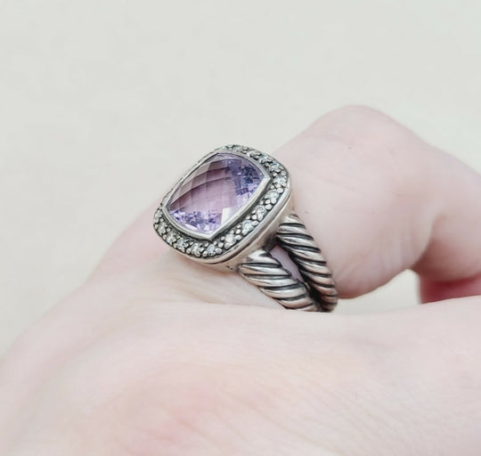 David Yurman Albion Moonlight Ice 11mm Lavender Amethyst Diamond Ring