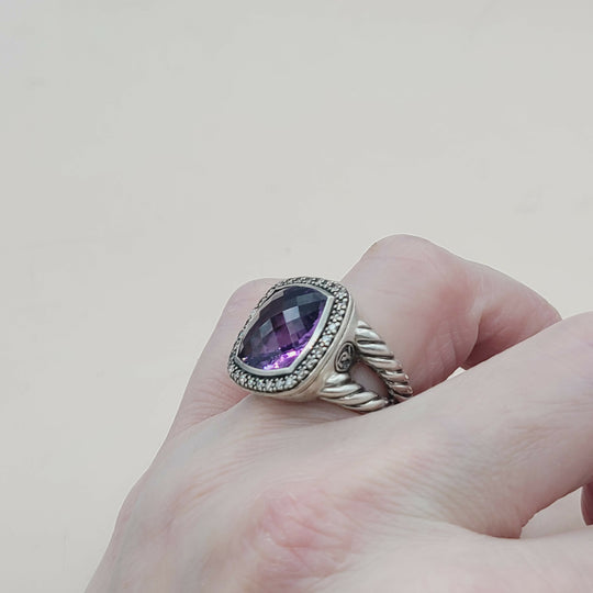 David Yurman Albion Moonlight Ice Ring 14mm Amethyst