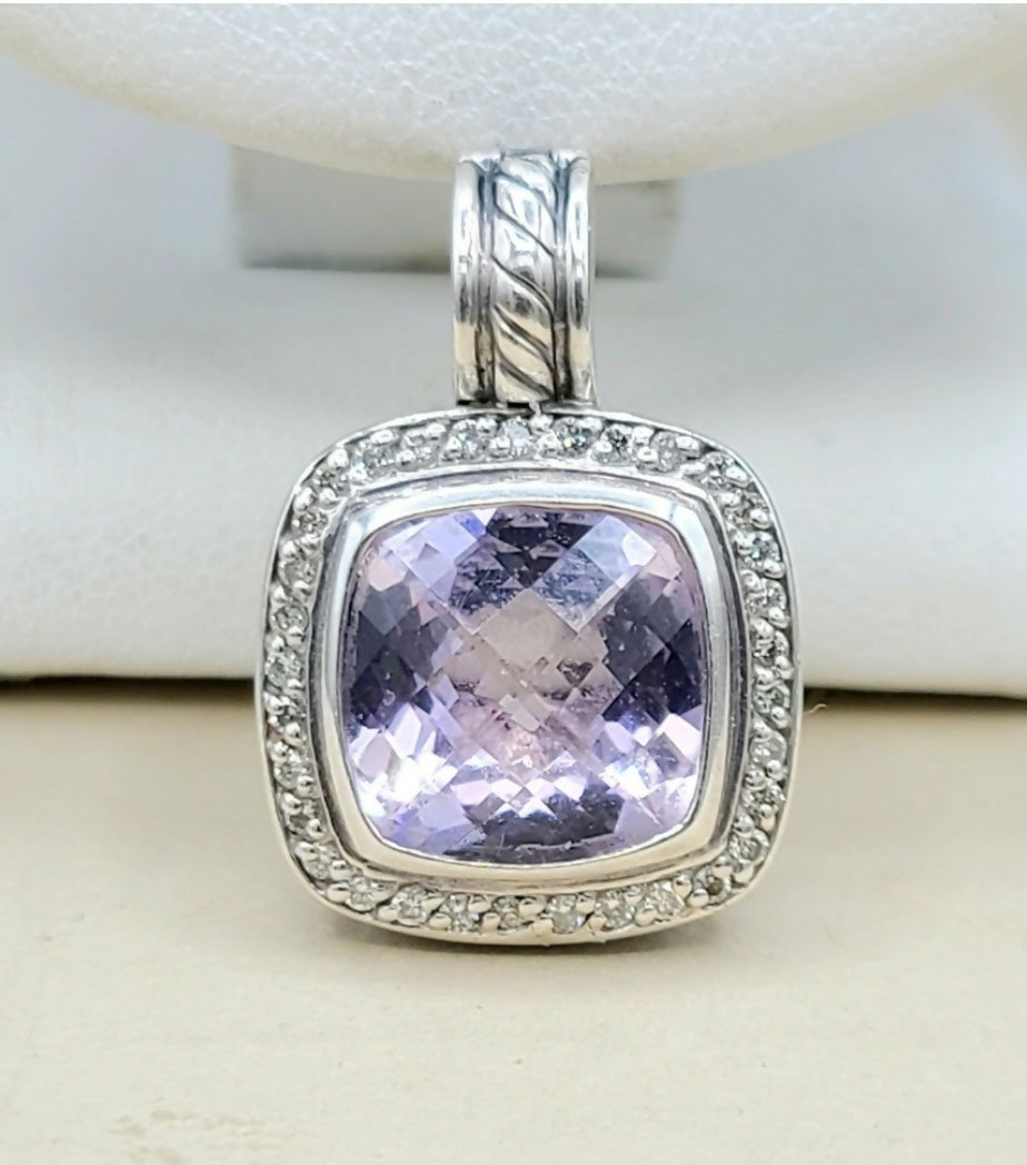 David Yurman Albion Pendant 11mm Amethyst & Diamond AYW Luxury