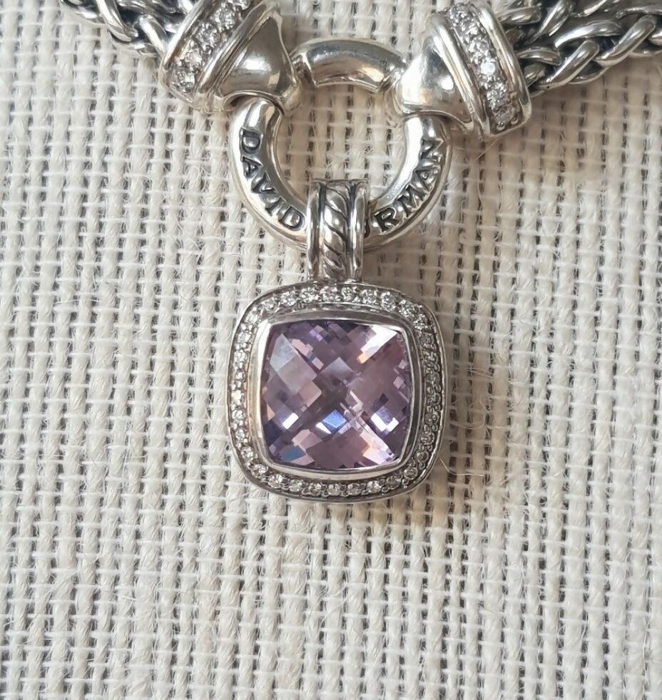 David Yurman Albion Pendant 11mm Amethyst & Diamond AYW Luxury