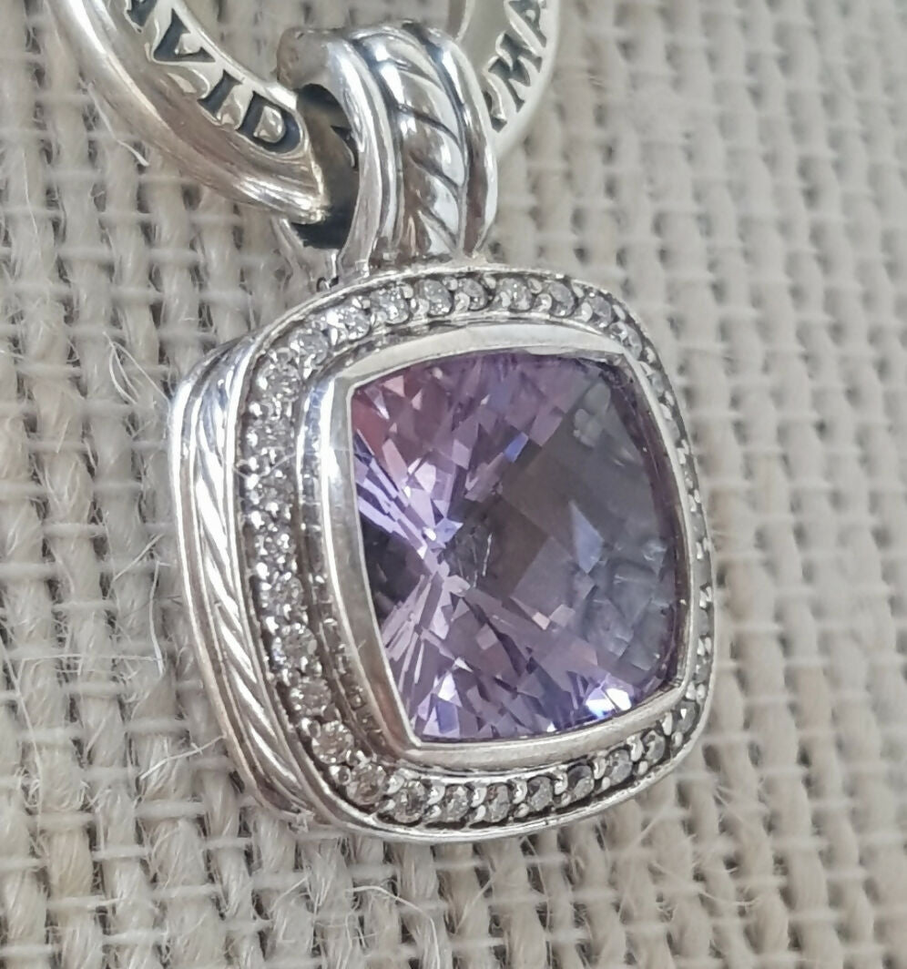 David Yurman Albion Pendant 11mm Amethyst & Diamond AYW Luxury