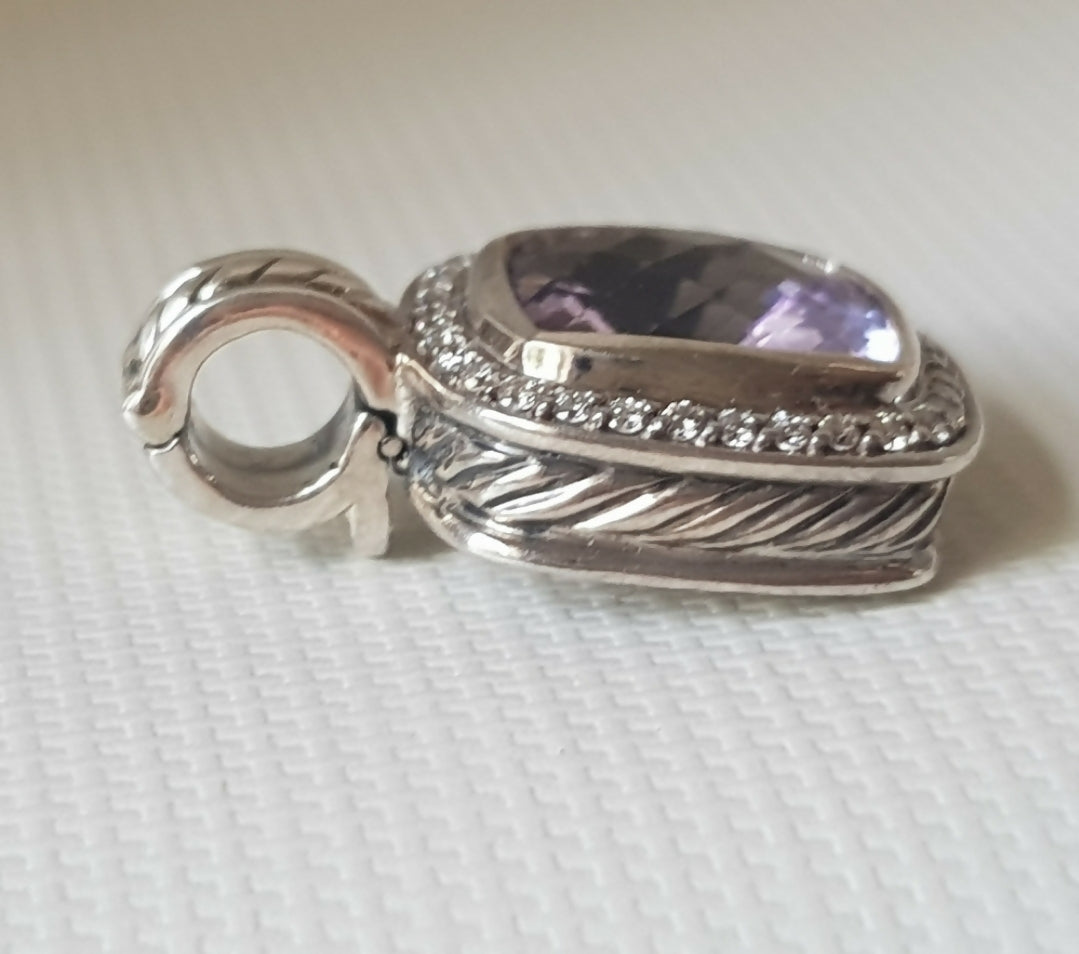 David Yurman Albion Pendant 11mm Amethyst & Diamond AYW Luxury