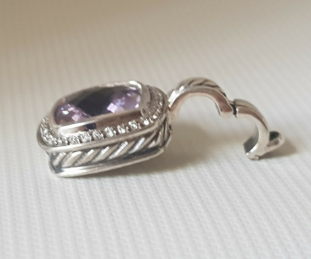 David Yurman Albion Pendant 11mm Amethyst & Diamond AYW Luxury