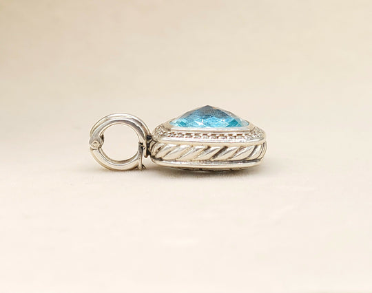 David Yurman Albion Pendant 14mm Blue Topaz & Diamonds