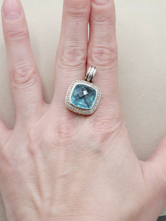David Yurman Albion Pendant 14mm Blue Topaz & Diamonds