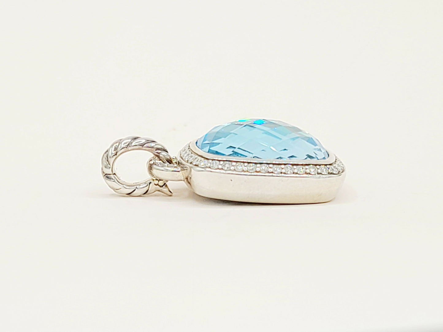 David Yurman Albion Pendant 17mm Blue Topaz & Diamonds AYW Luxury