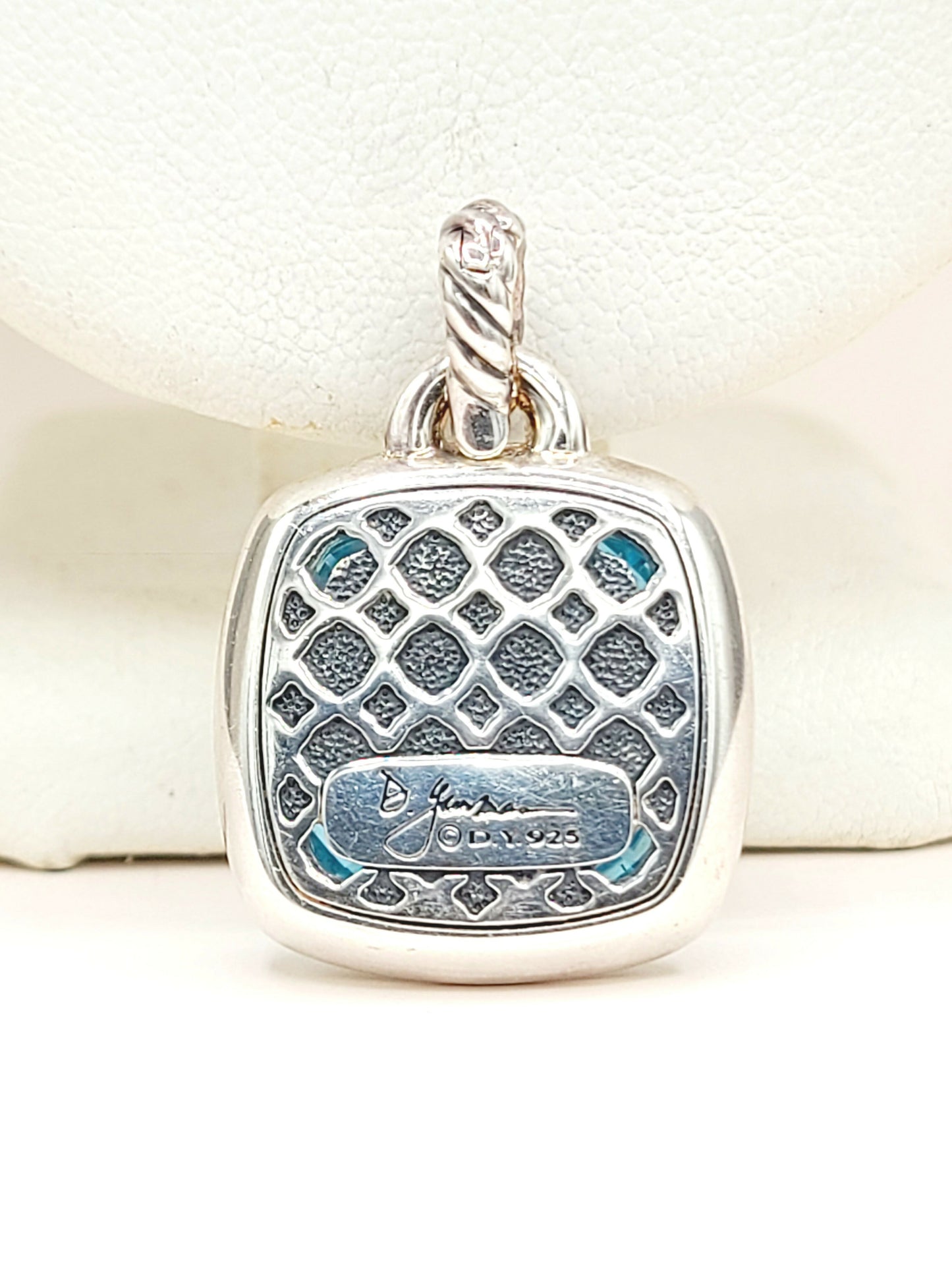 David Yurman Albion Pendant 17mm Blue Topaz & Diamonds AYW Luxury
