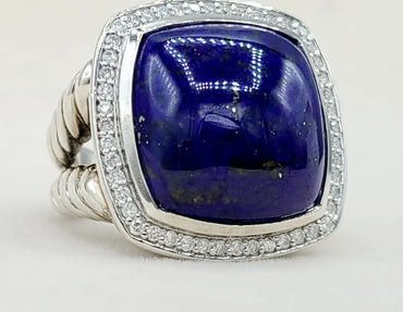 David Yurman Albion Ring 17mm Lapis Lazuli & Diamonds