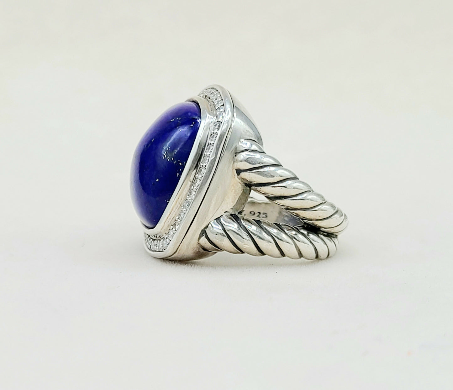 David Yurman Albion 17mm Lapis Lazuli Diamond Ring | Certified Pre-Owned #