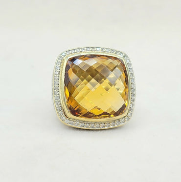 David Yurman Albion Ring 20mm Citrine & Diamonds