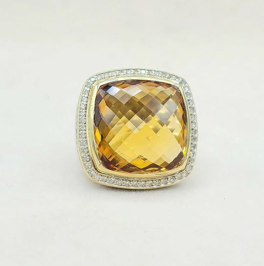 David Yurman Albion Ring 20mm Citrine & Diamonds