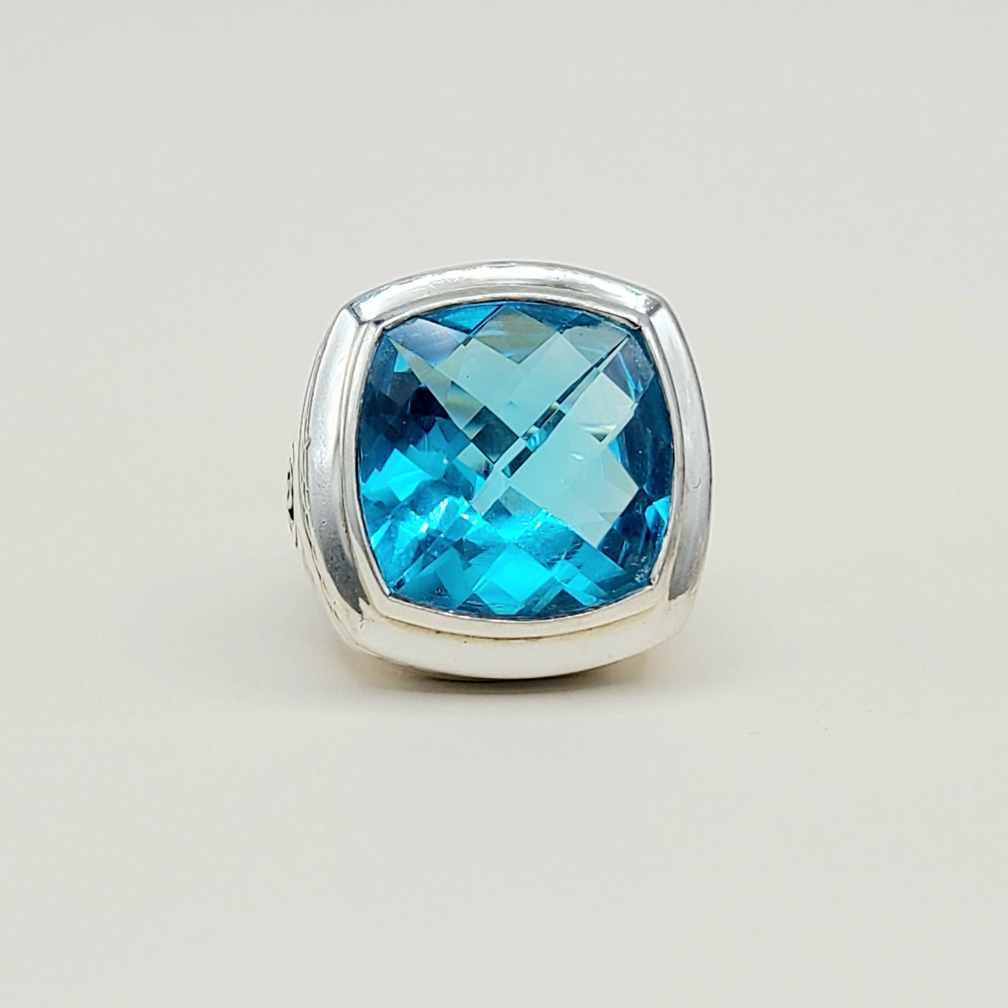 David Yurman Albion Statement Ring 18mm Hampton Blue Topaz AYW Luxury #