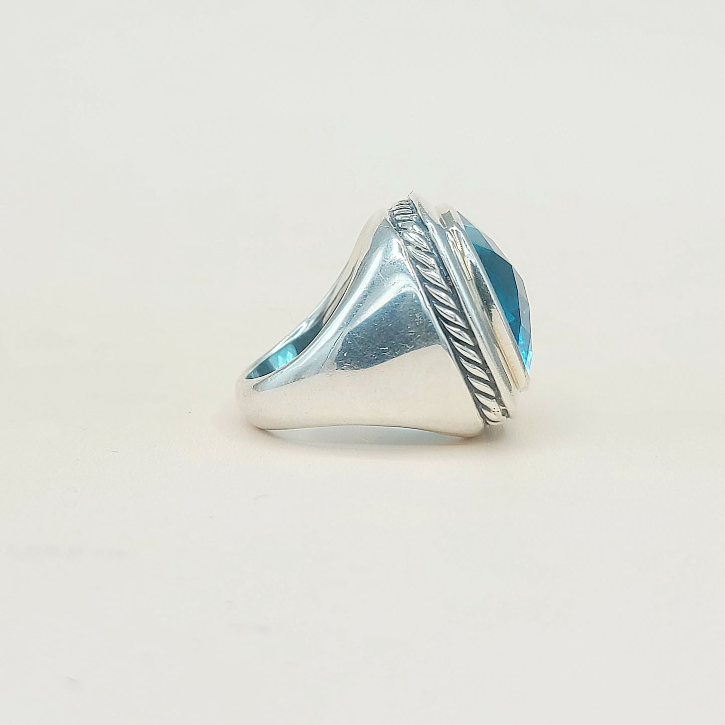David Yurman Albion Statement Ring 18mm Hampton Blue Topaz AYW Luxury #