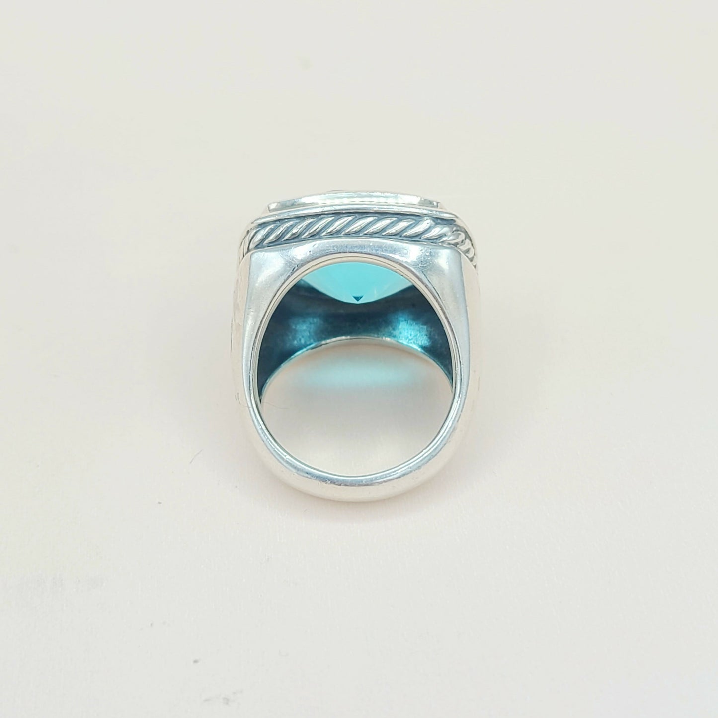 David Yurman Albion Statement Ring 18mm Hampton Blue Topaz AYW Luxury #